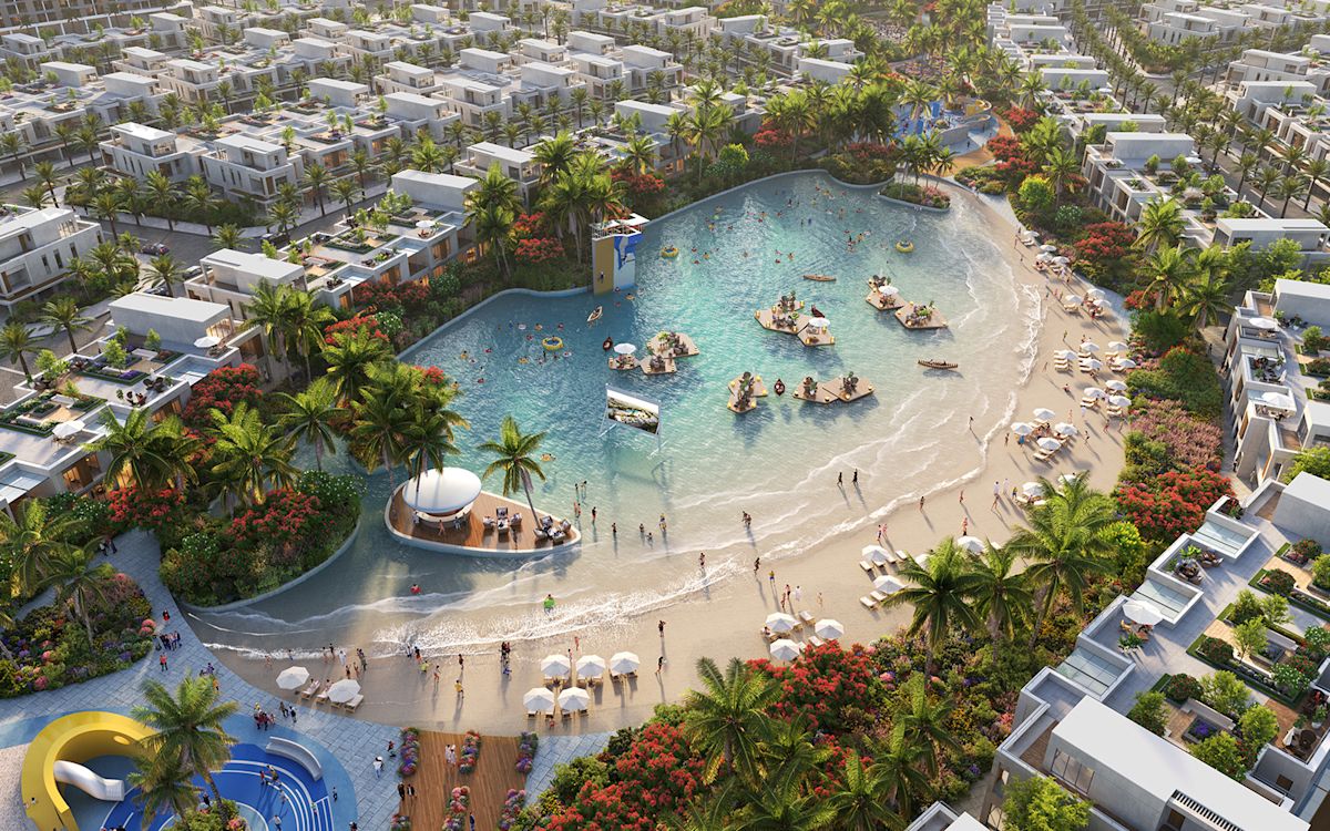 Waterfront villas and lagoons at a DAMAC community in Dubai